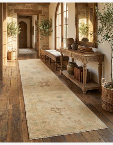 2' 8 x 13' 1 Hand Knotted Oushak Wool Runner Rug