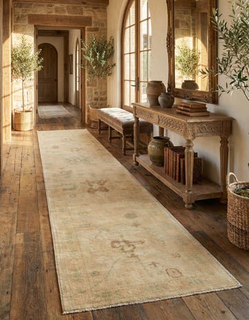 2' 8 x 13' 1 Hand Knotted Oushak Wool Runner Rug
