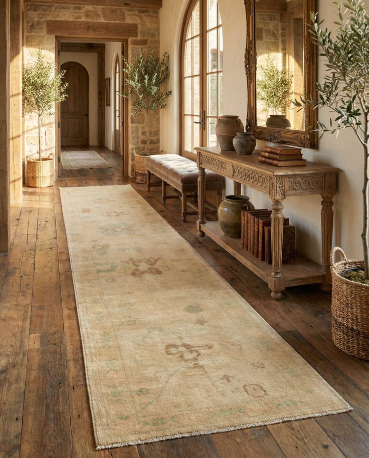 Detail image of 2' 8 x 13' 1 Hand Knotted Oushak Wool Runner Rug