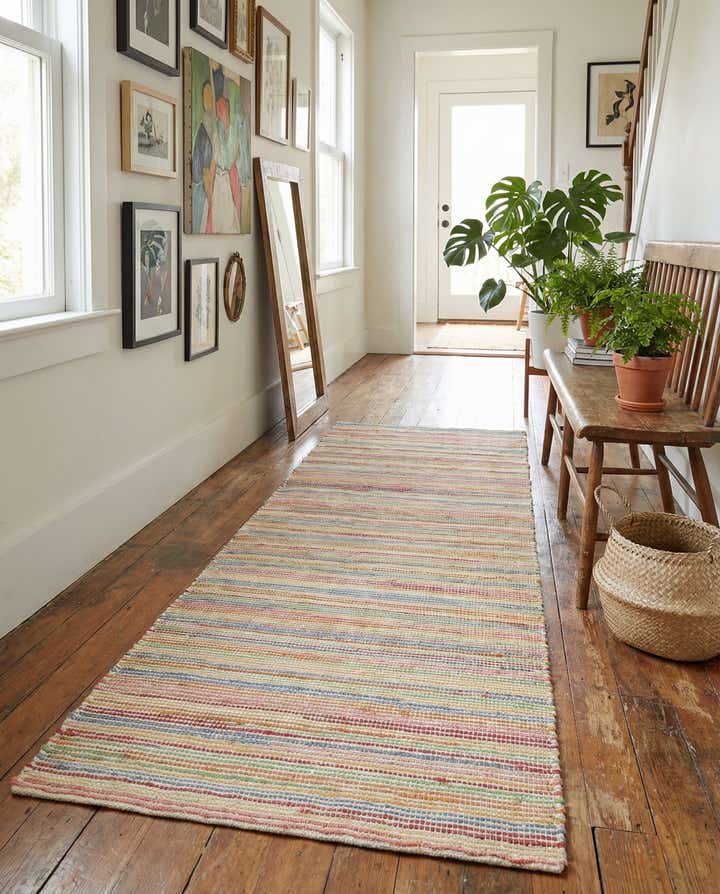 2' 7 x 8' Hand Woven Happy Rugs Rainbow Weave Runner