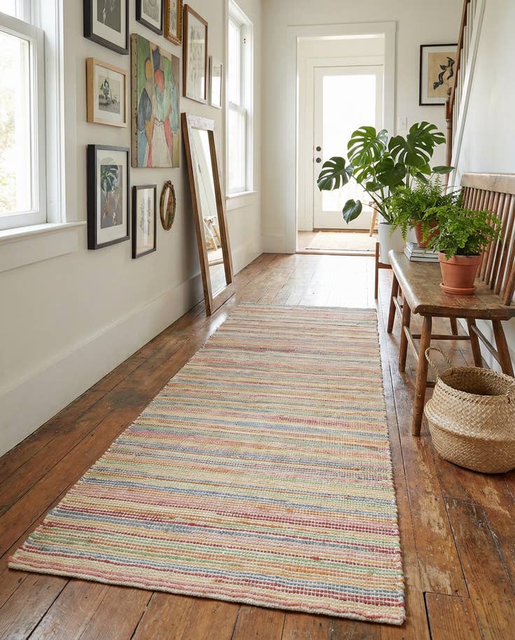 Detail image of 2' 7 x 8' Hand Woven Happy Rugs Rainbow Weave Runner