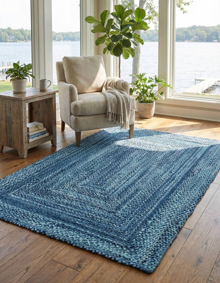 Detail image of 6' 1 x 9'  Hand Braided Chindi Rug