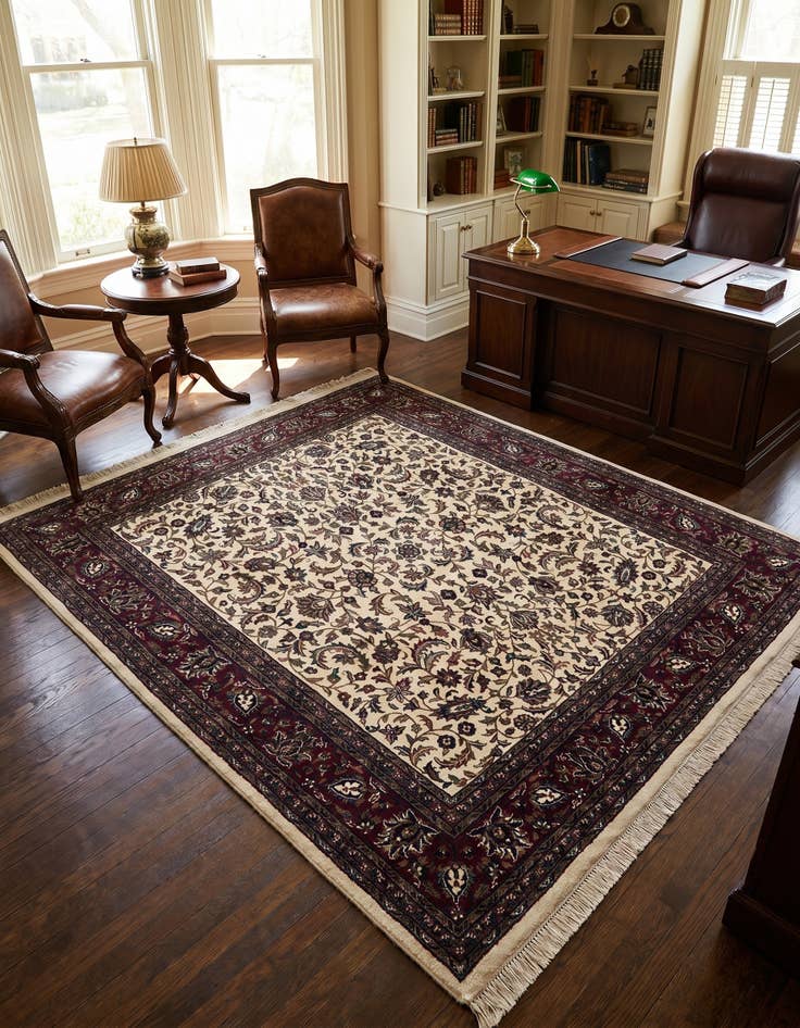 Detail image of 6' 2 x 7' 1 Hand Knotted Kashan Oriental Wool Square Rug