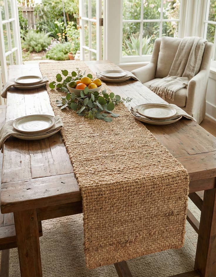 Detail image of  1' 2 x 8' Chunky Jute Table Runner Rug