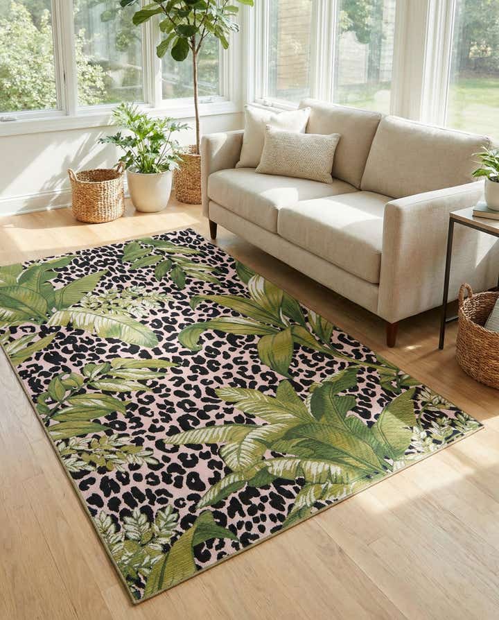 5' 3 x 8' Easy-Clean Botanical Indoor / Outdoor Rug
