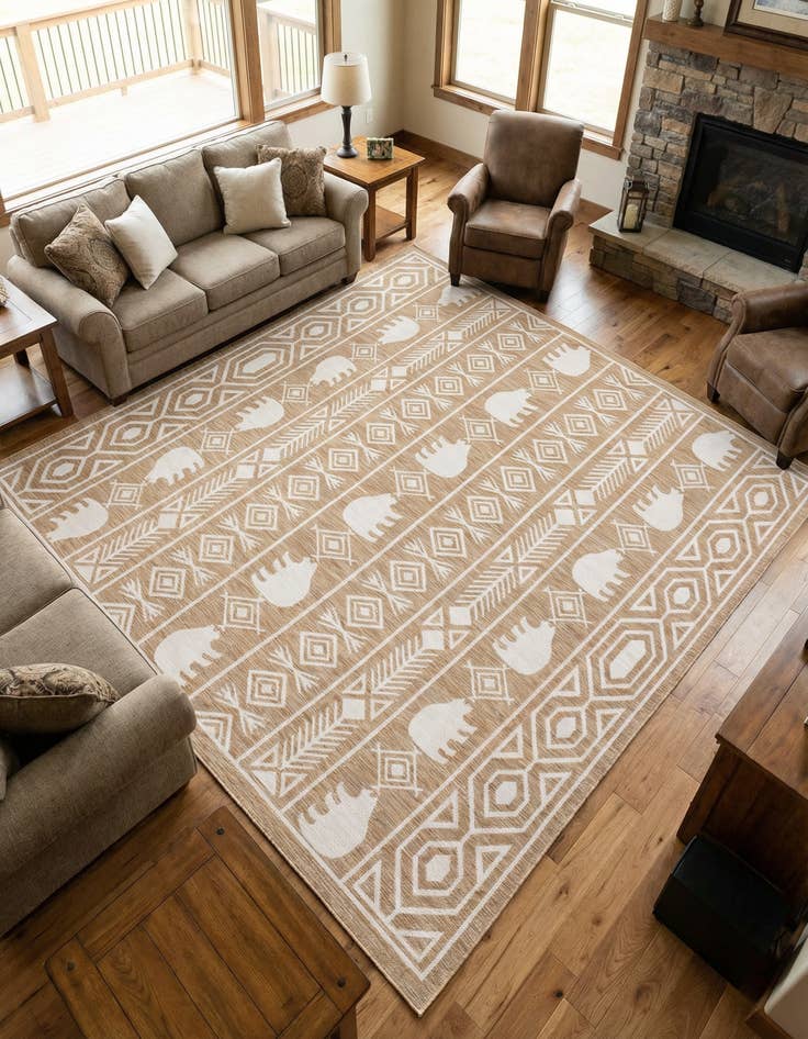 Detail image of 10' x 10' Washable Southwestern Indoor / Outdoor Square Rug