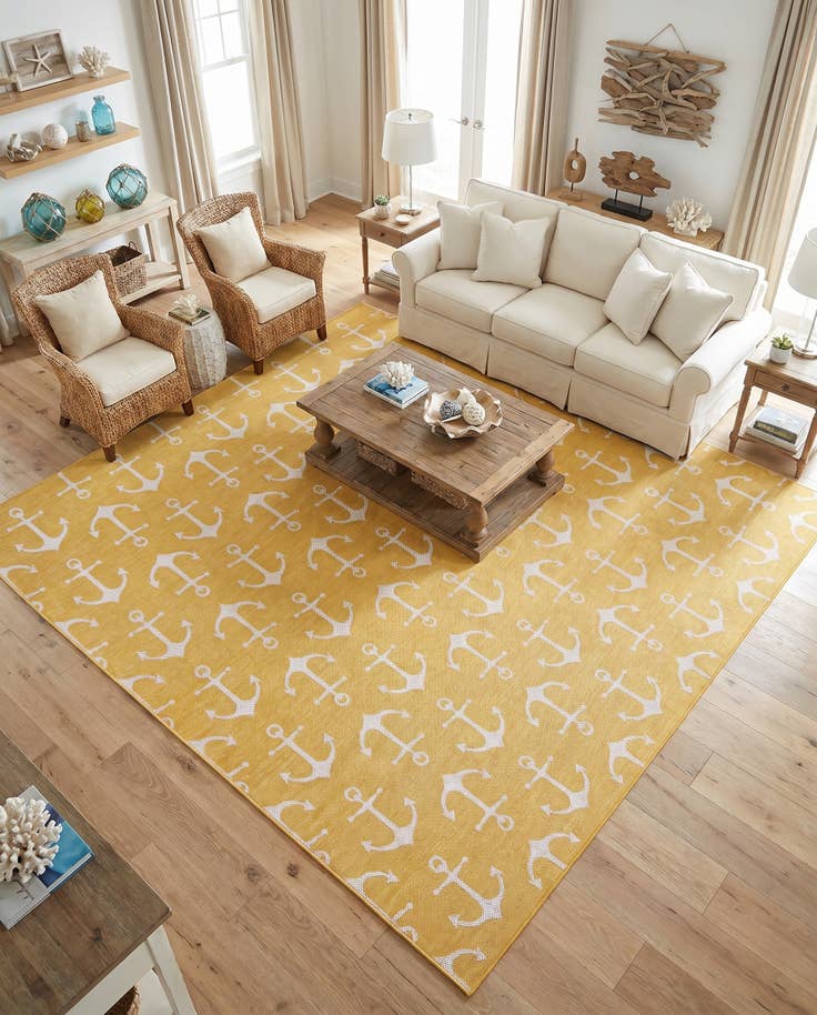 Detail image of 13' x 13' Easy-Clean Coastal Indoor / Outdoor Square Rug