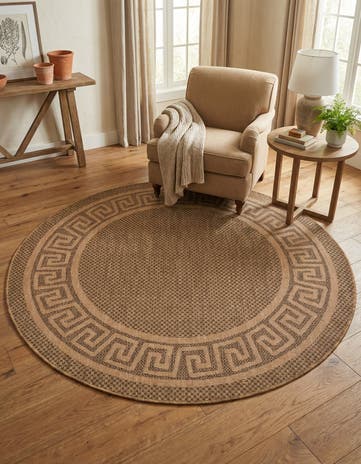 6' x 6' Easy-Clean Border Indoor / Outdoor Round Rug