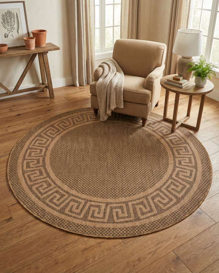 6' x 6' Easy-Clean Border Indoor / Outdoor Round Rug