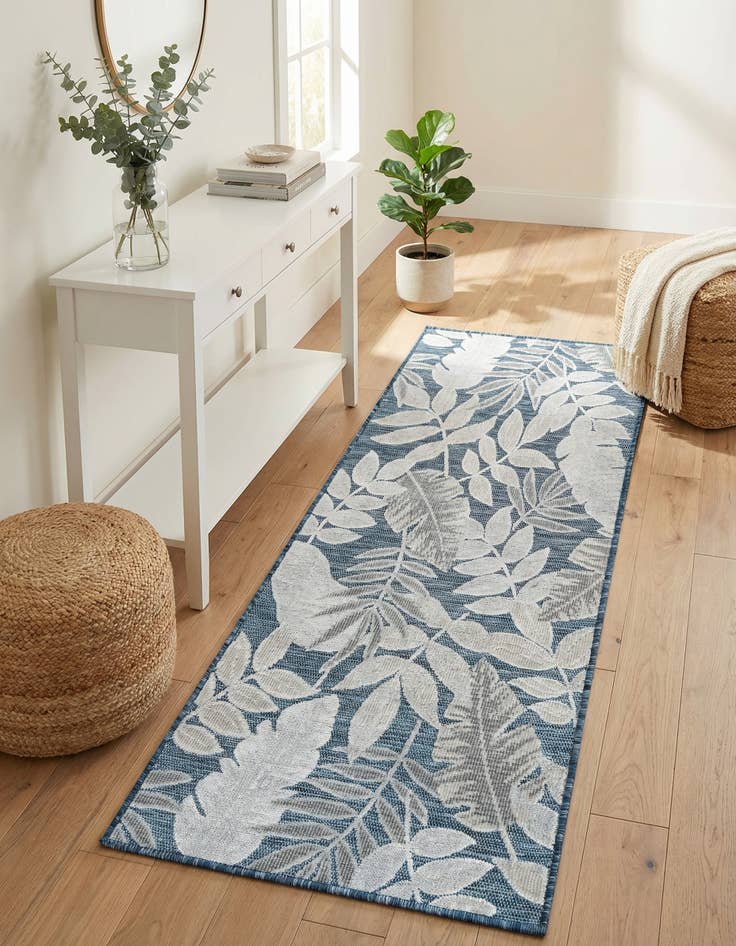 Detail image of 2' 2 x 5' 3  Washable Botanical Indoor / Outdoor Runner Rug