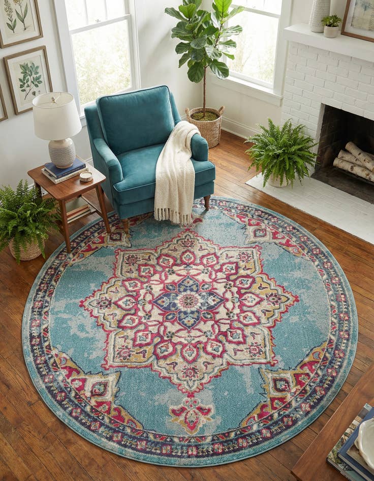 Detail image of 8' x 8' Washable Fleur Round Rug