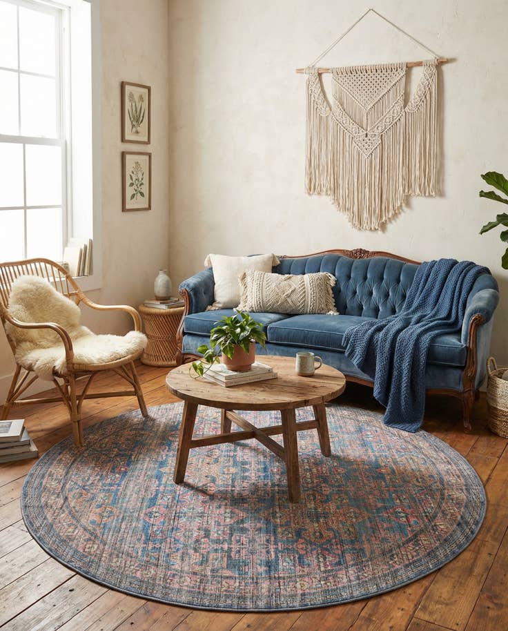Detail image of 7' 10 x 7' 10 Washable Nostalgia Round Rug