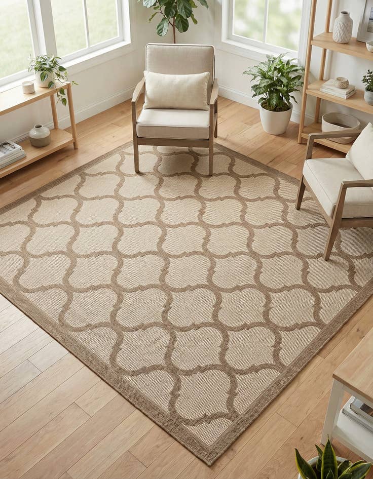 Detail image of 6' x 6' Washable Lattice Indoor / Outdoor Square Rug