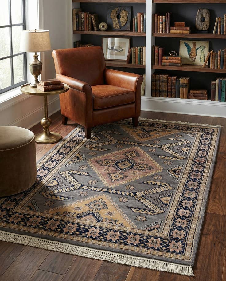 Detail image of 4' 2 x 6' 11 Hand Knotted Bokhara Oriental Rug