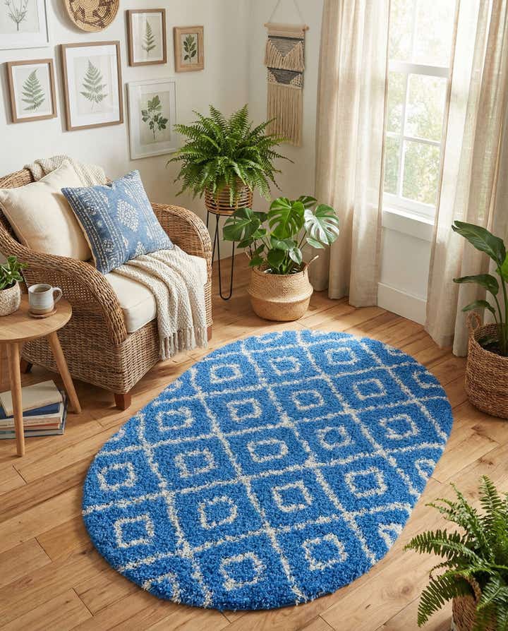 4' 1 x 6' 1 Lattice Shag Oval Rug