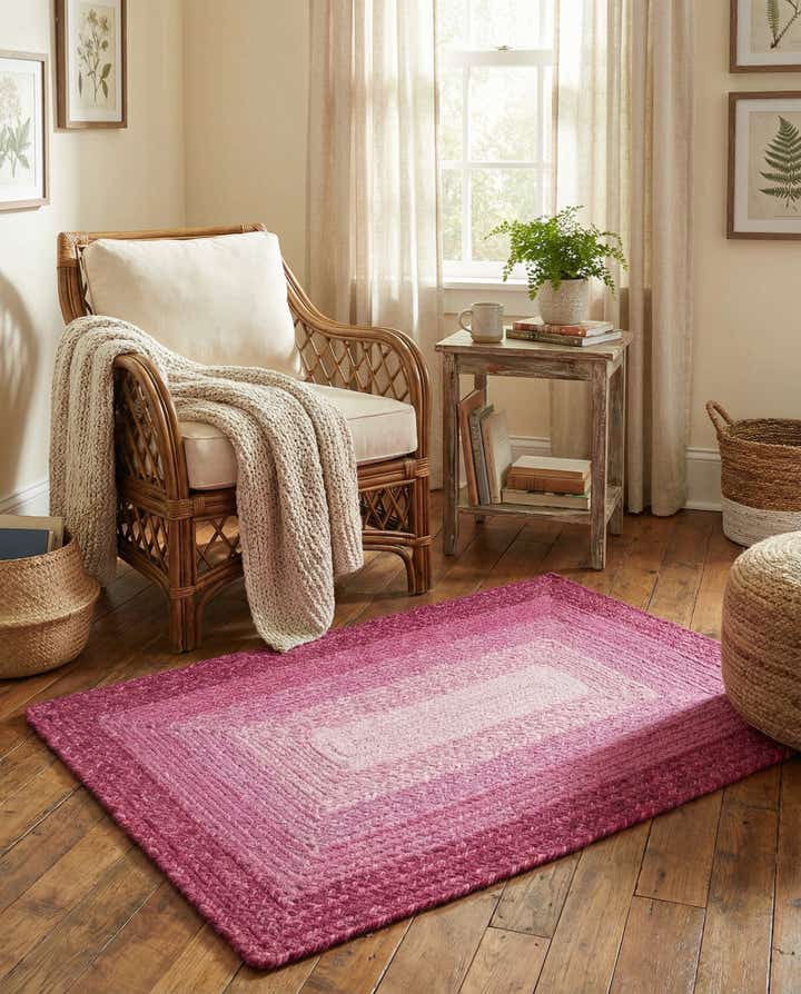 2' x 3' 1 Handmade Hand Braided Wool Rug