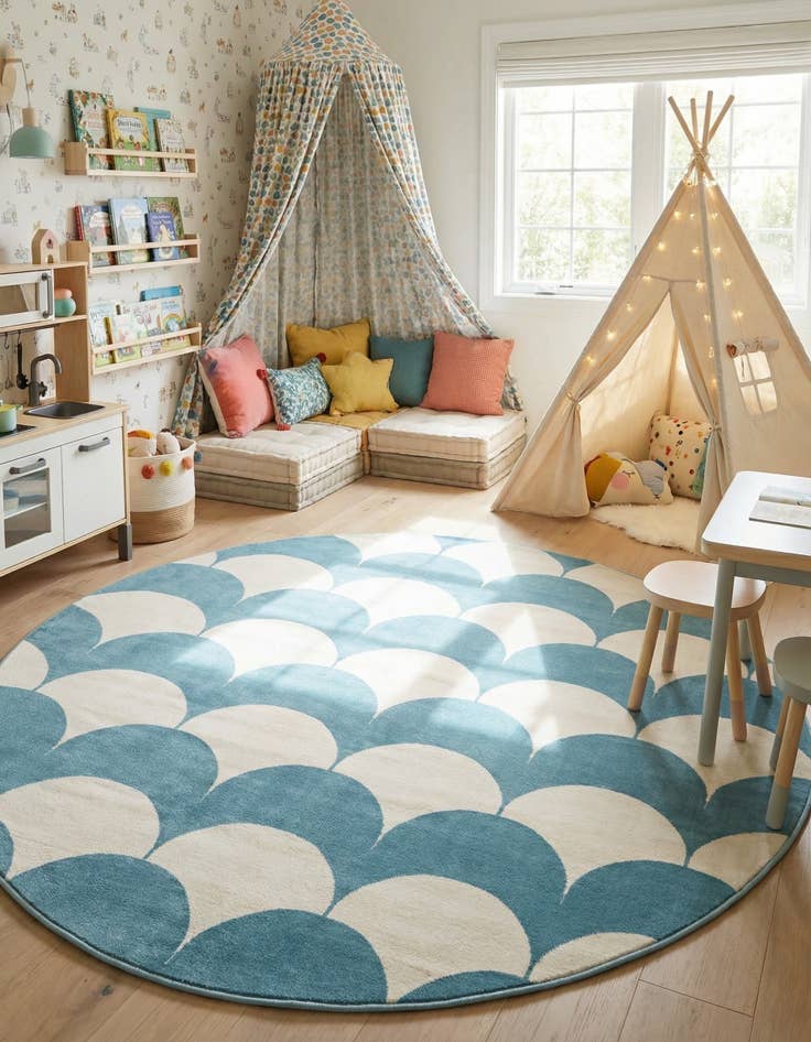 Detail image of 7' 10 x 7' 10 Whimsy Kids Round Rug
