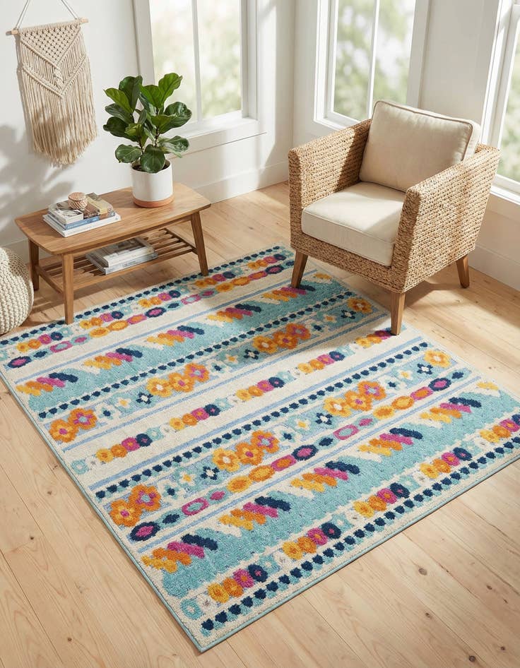 Detail image of 5' 3 x 5' 3 Washable Aruba Indoor / Outdoor Square Rug