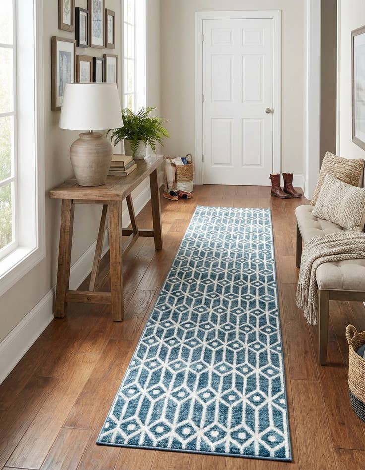 Detail image of 2' 7 x 13' Lattice Trellis Runner Rug