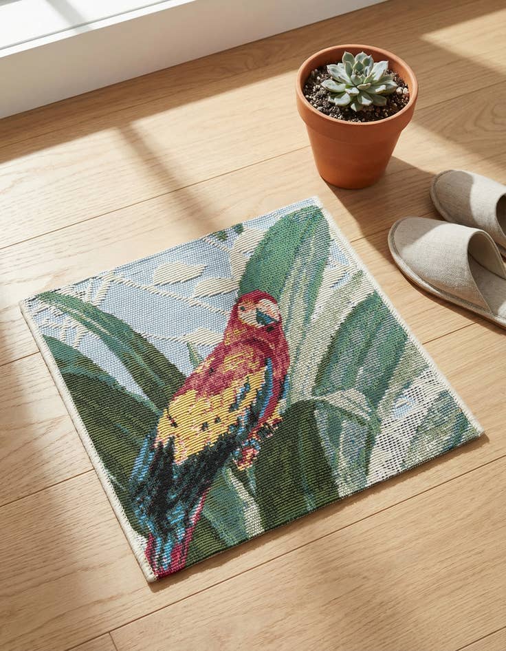 Detail image of 1' 4 x 1' 4 Washable Botanical Indoor / Outdoor Sample Rug