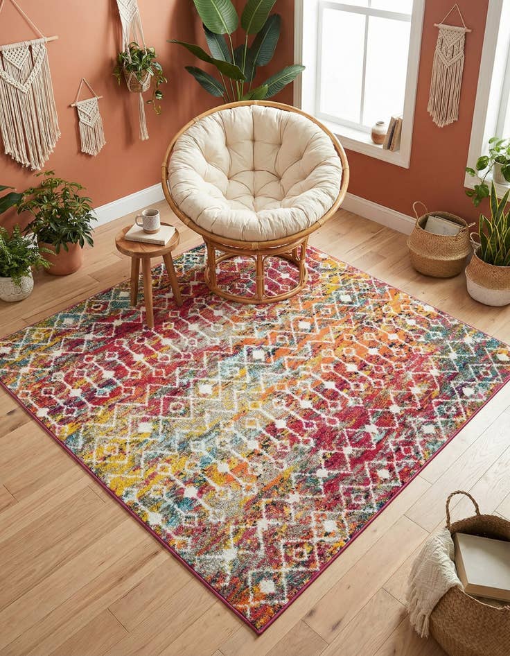 Detail image of 5' 3 x 5' 3 Moroccan Trellis Square Rug