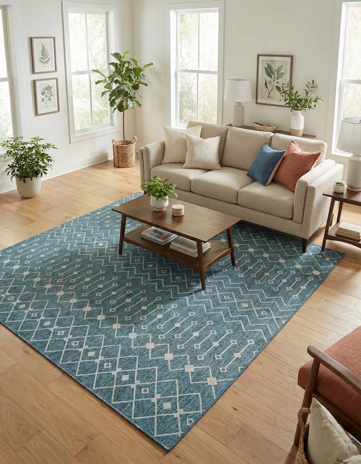 Detail image of 10' x 10' Washable Lattice Indoor / Outdoor Square Rug