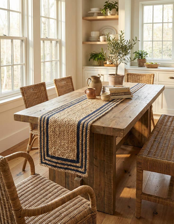 Detail image of  1' 2 x 10'  Hand Braided Jute Table Runner Rug