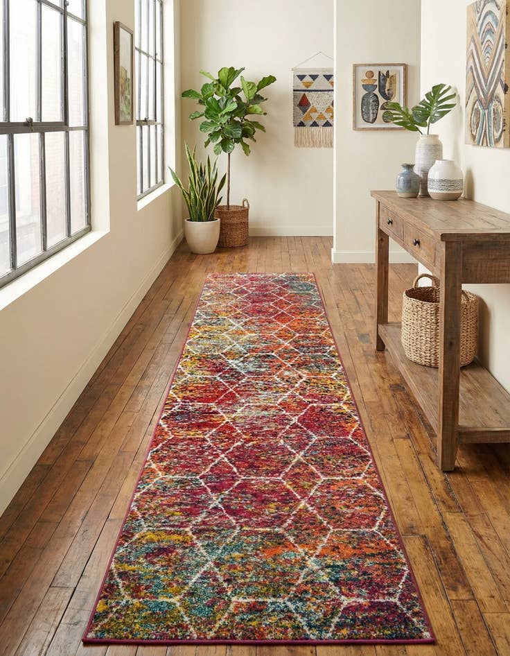 Detail image of 2' x 11' Lattice Frieze Runner Rug