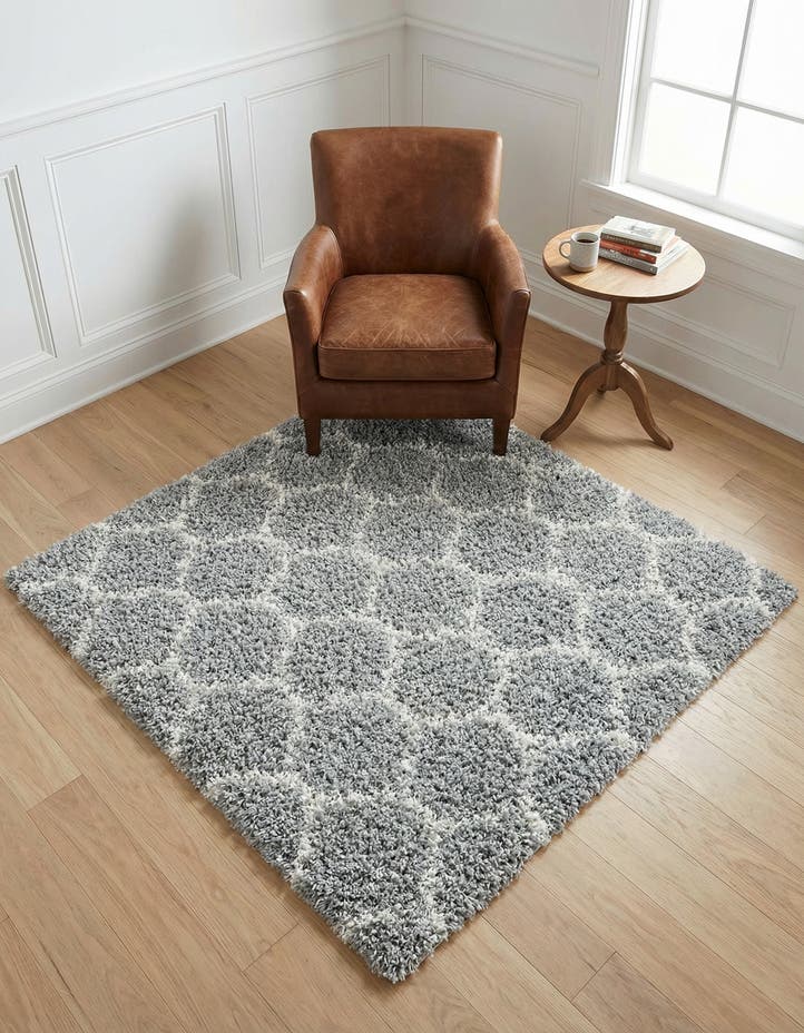 4' x 4' Lattice Shag Square Rug