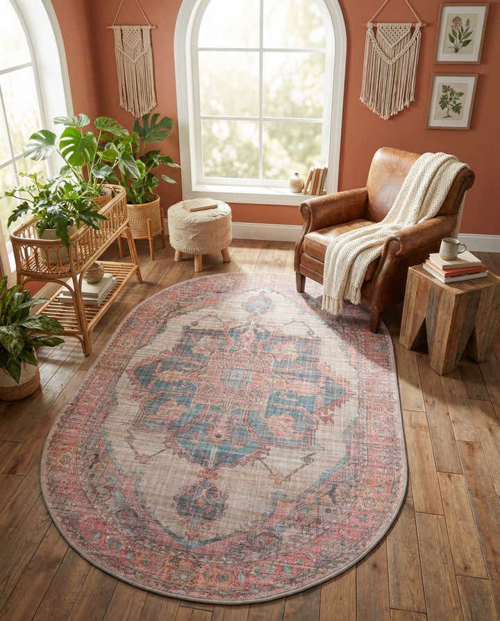 5' 3 x 8' Washable Nostalgia Oval Rug