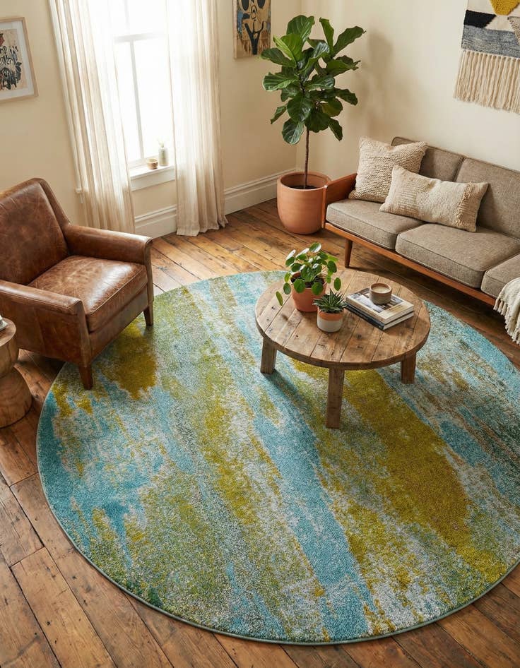 Detail image of 8' x 8'  Washable Barcelona Round Rug