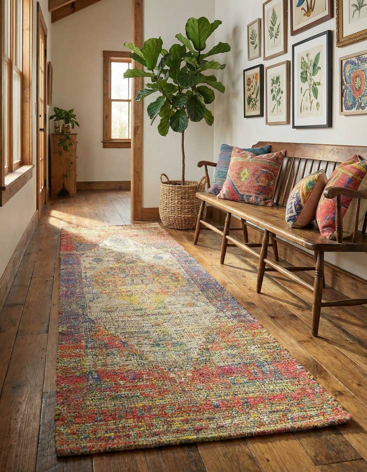 Detail image of 2' 2 x 8'  Hand Woven Chenille Jute Runner Rug