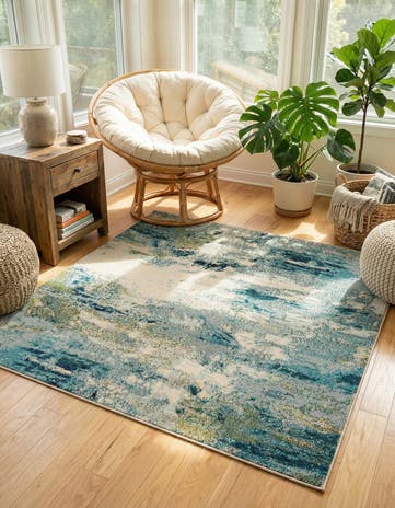 5' x 5' Washable Theia Square Rug