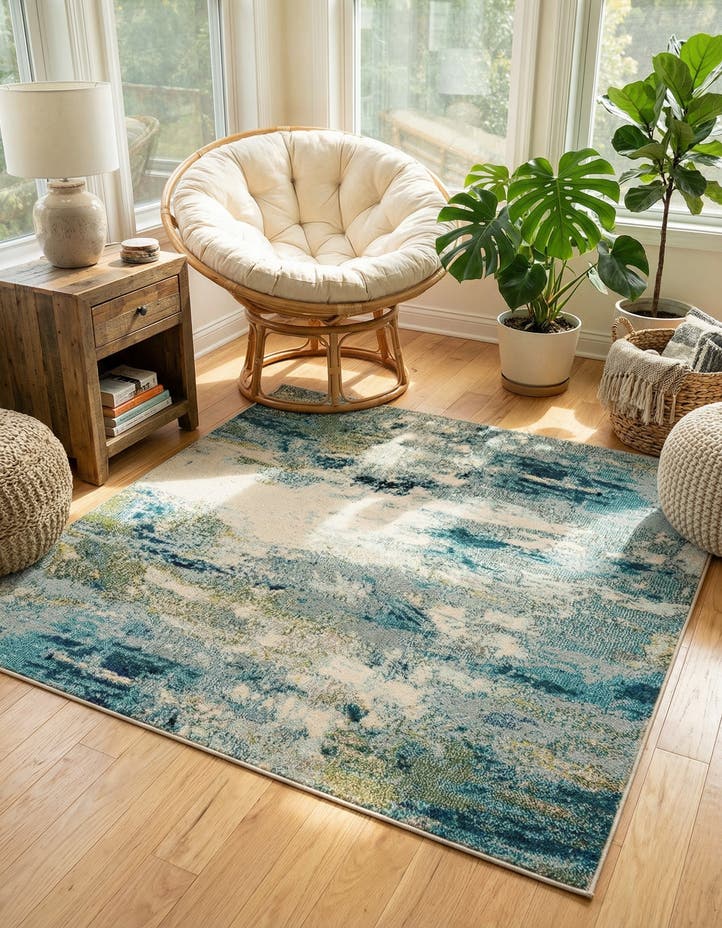5' x 5' Washable Theia Square Rug