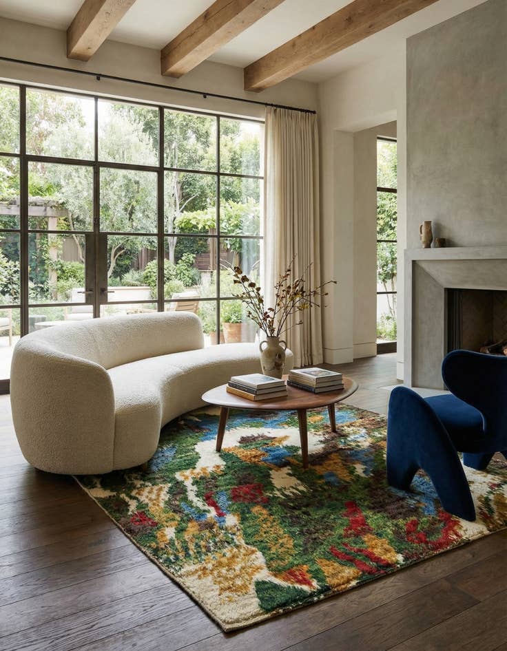 Detail image of 5' 10 x 7' 5 Hand Knotted Darya Wool Square Rug