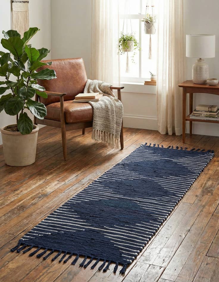 Detail image of 2' x 8' Hand Woven Chindi Cotton Runner Rug