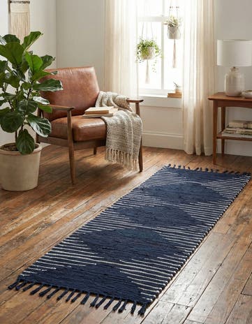2' x 8' Hand Woven Chindi Cotton Runner Rug