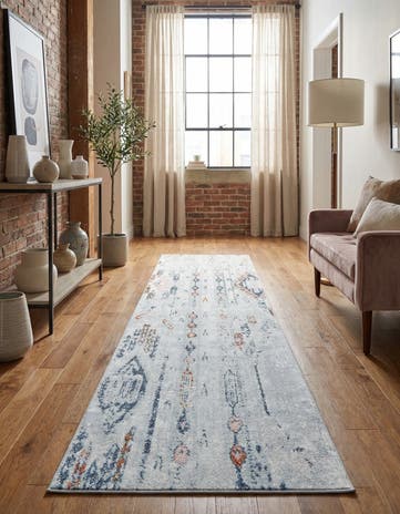 Ivory Gray Kamala Washable Runner Rug