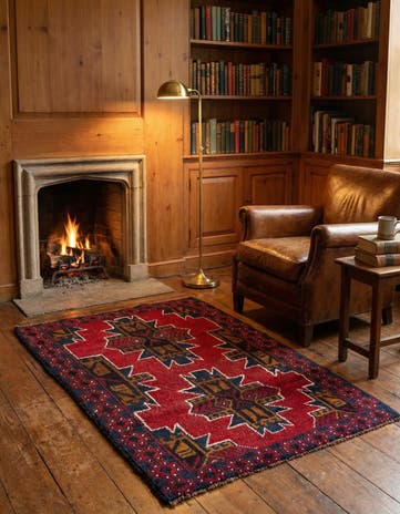 3' x 4' 7 Hand Knotted Balouch Persian Wool Rug