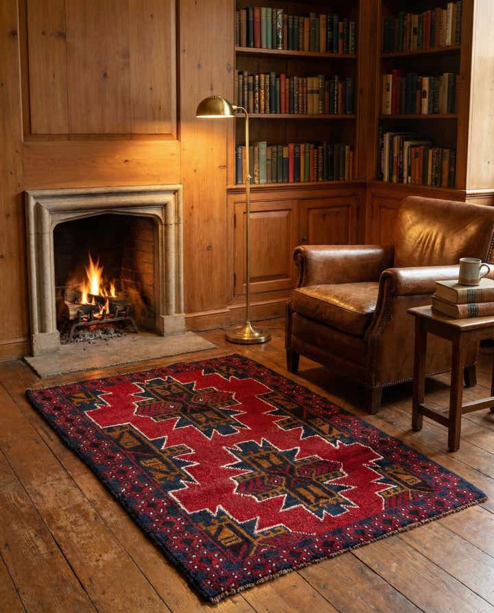 3' x 4' 7 Hand Knotted Balouch Persian Wool Rug