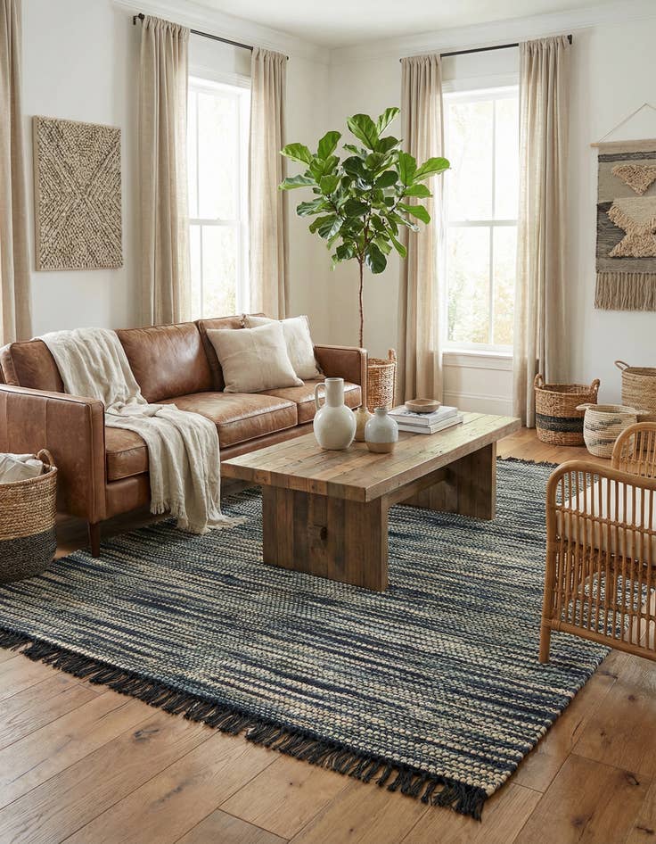 Detail image of 7' 10 x 10'  Hand Woven Chunky Jute Rug