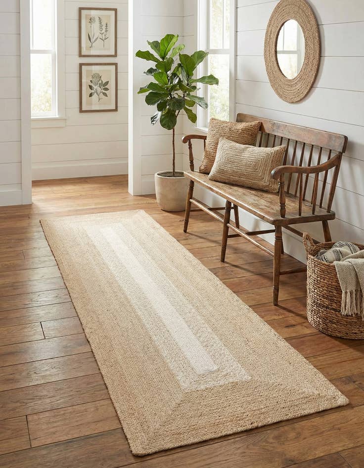 Detail image of 2' 7 x 8' Handmade Hand Braided Wool Runner Rug