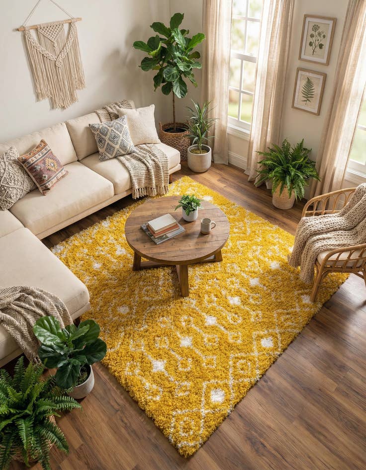 Detail image of 7' 10 x 7' 10 Moroccan Trellis Shag Square Rug