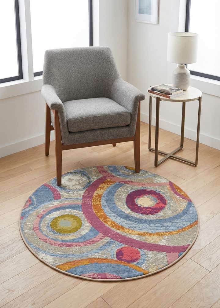 3' x 3' Easy-Clean Modern Indoor / Outdoor Round Rug