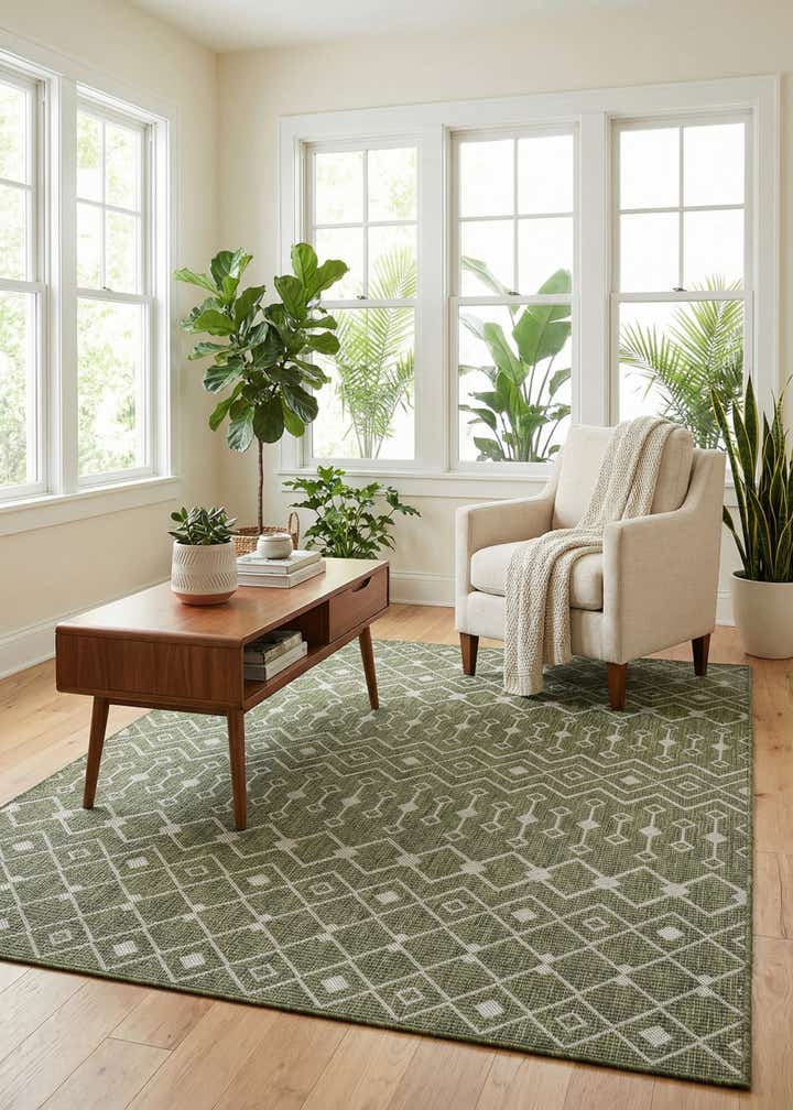 5' 3 x 7' Easy-Clean Trellis Indoor / Outdoor Rug