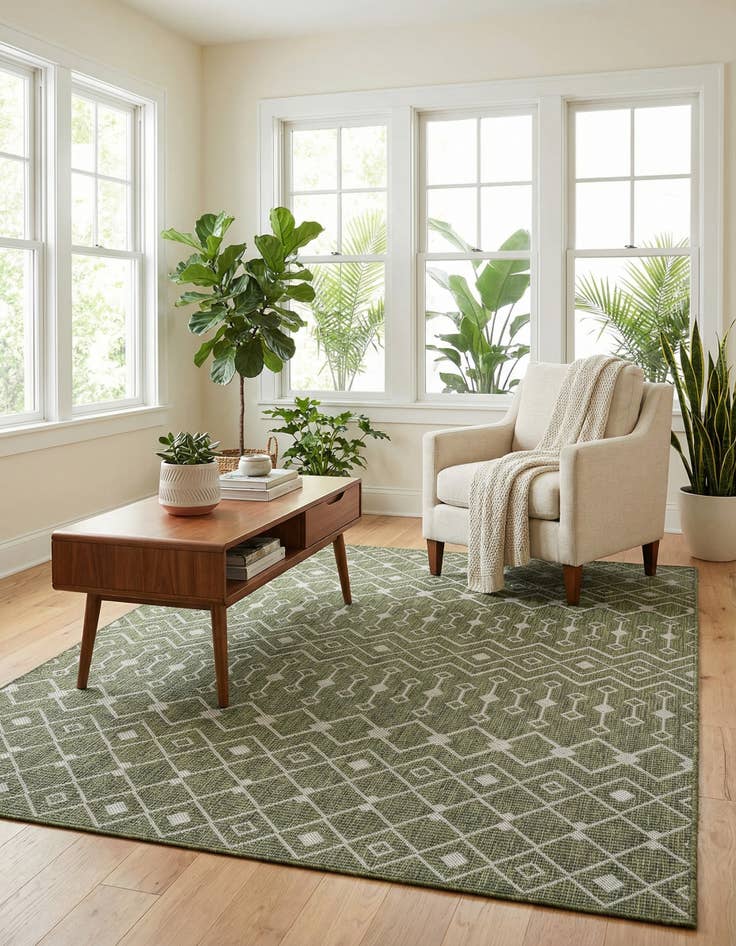 Detail image of 5' 3 x 7' Easy-Clean Trellis Indoor / Outdoor Rug