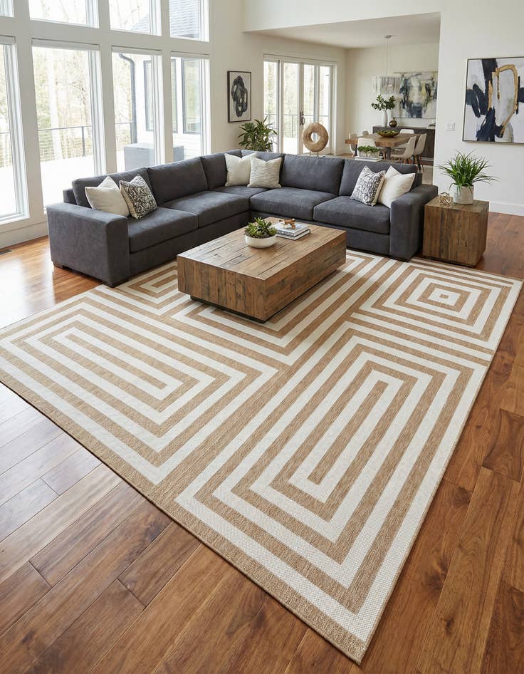 Detail image of  13' x 13'  Washable Modern Indoor / Outdoor Square Rug
