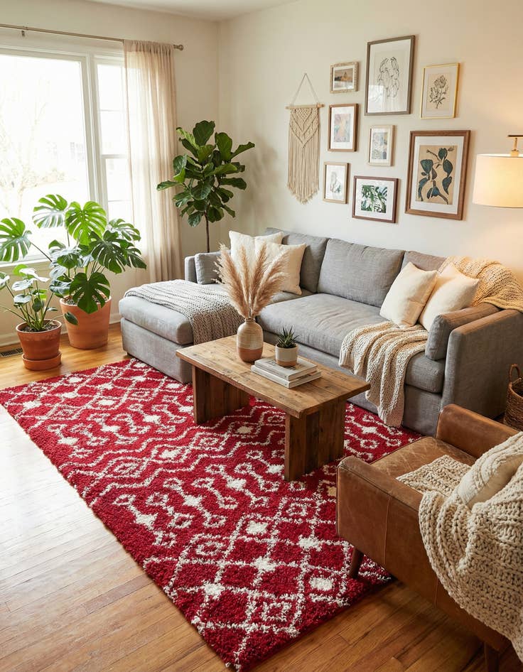 Detail image of 6' x 9' Moroccan Trellis Shag Rug