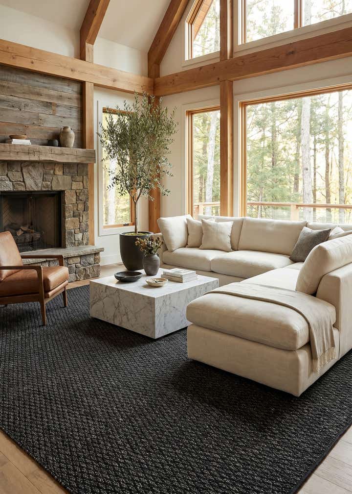 9' x 12' Hand Woven Lattice Wool Rug