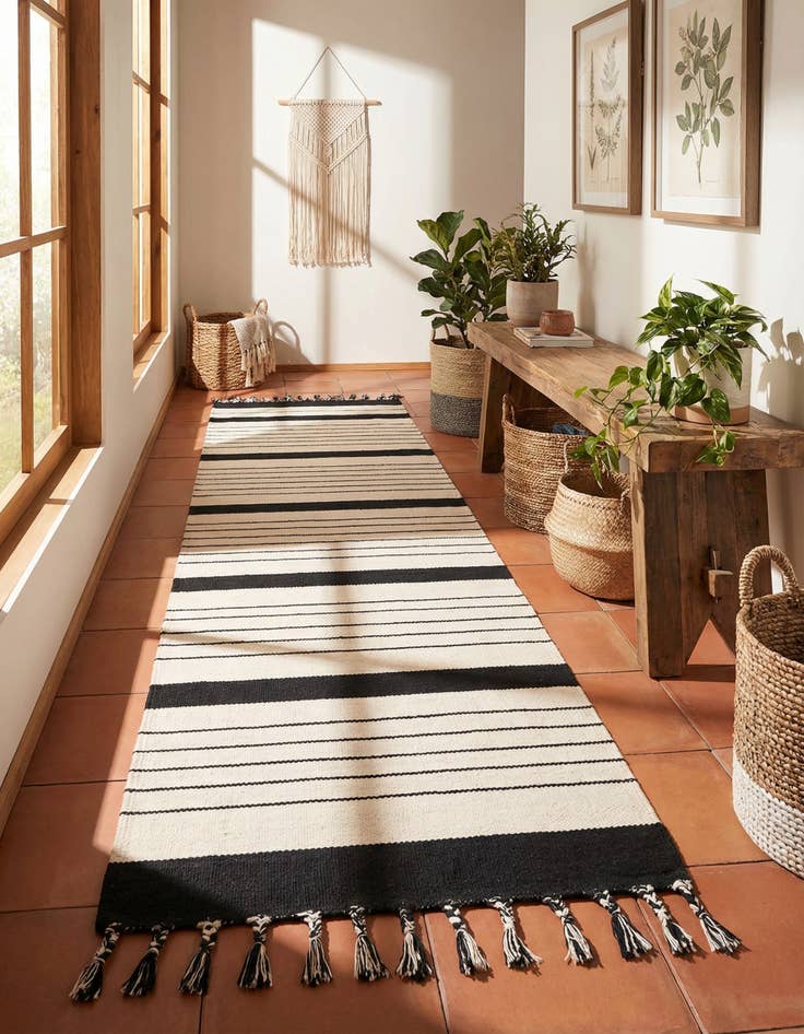 Detail image of 2' 7 x 10'  Hand Woven Chindi Cotton Runner Rug